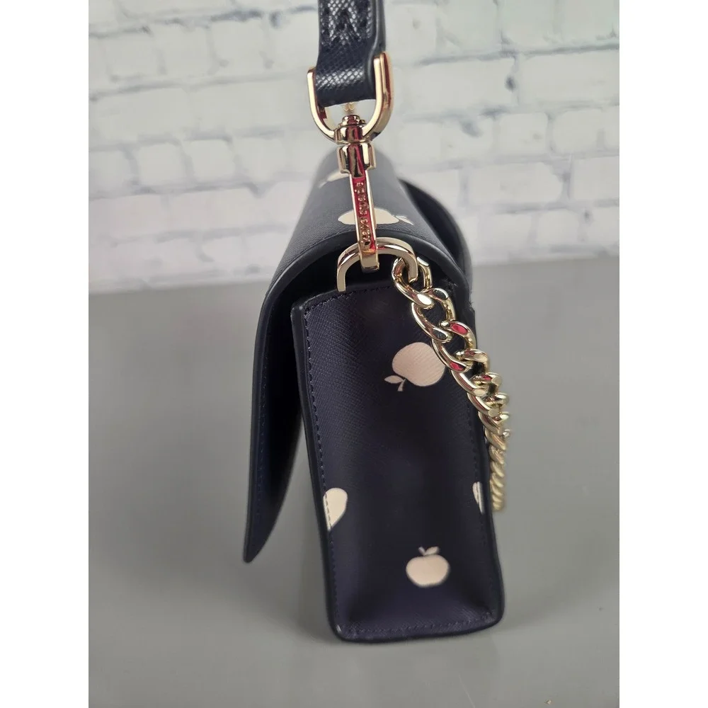 Kate Spade Carson Convertible Crossbody Orchard Toss Navy Apple Print WKR00523